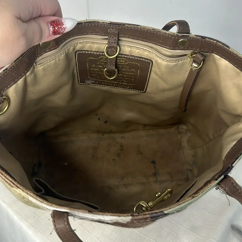 COACH CO768-11116 Green Scarf Print Purse